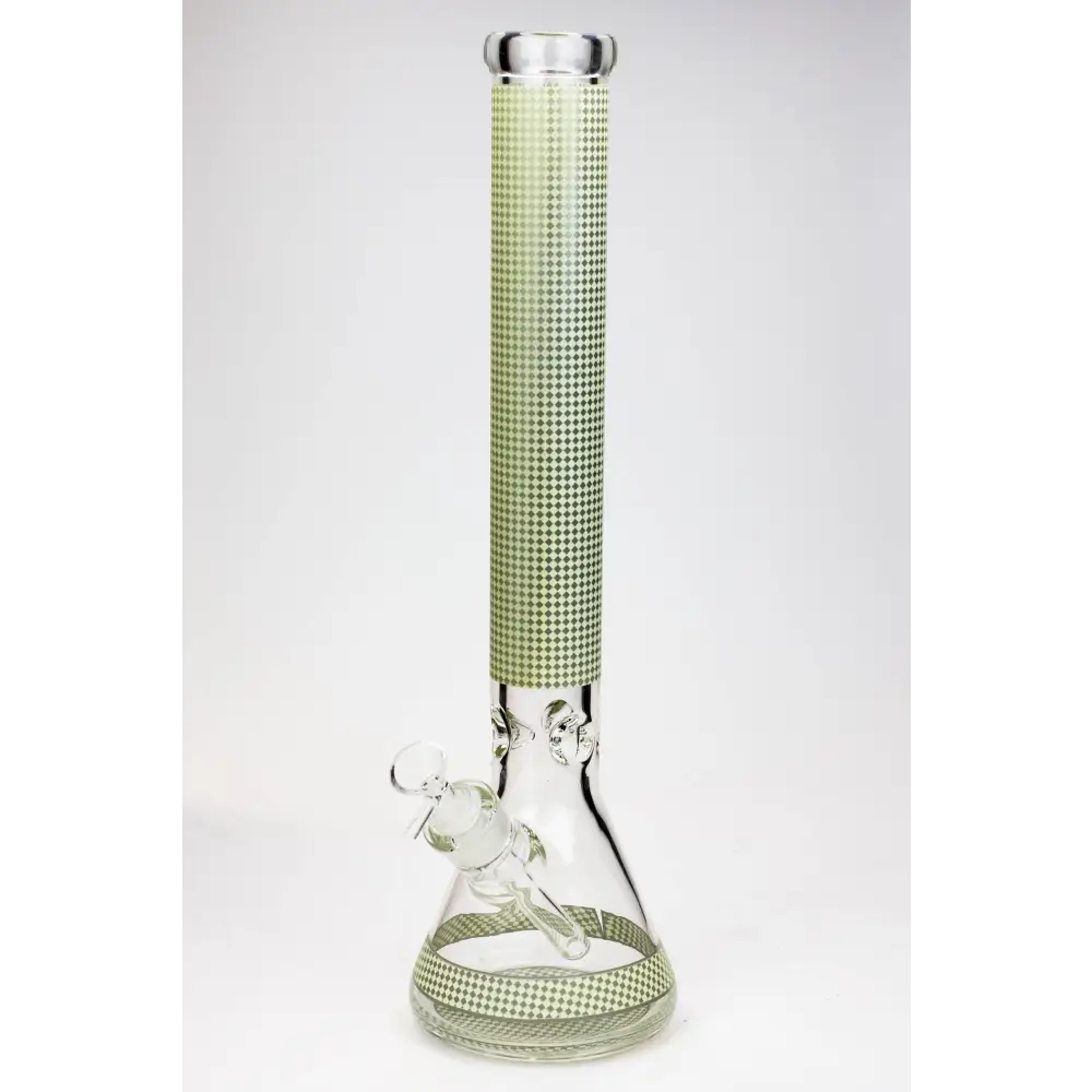 18" Diamond pattern Glow in the dark 7 mm glass beaker bong_9