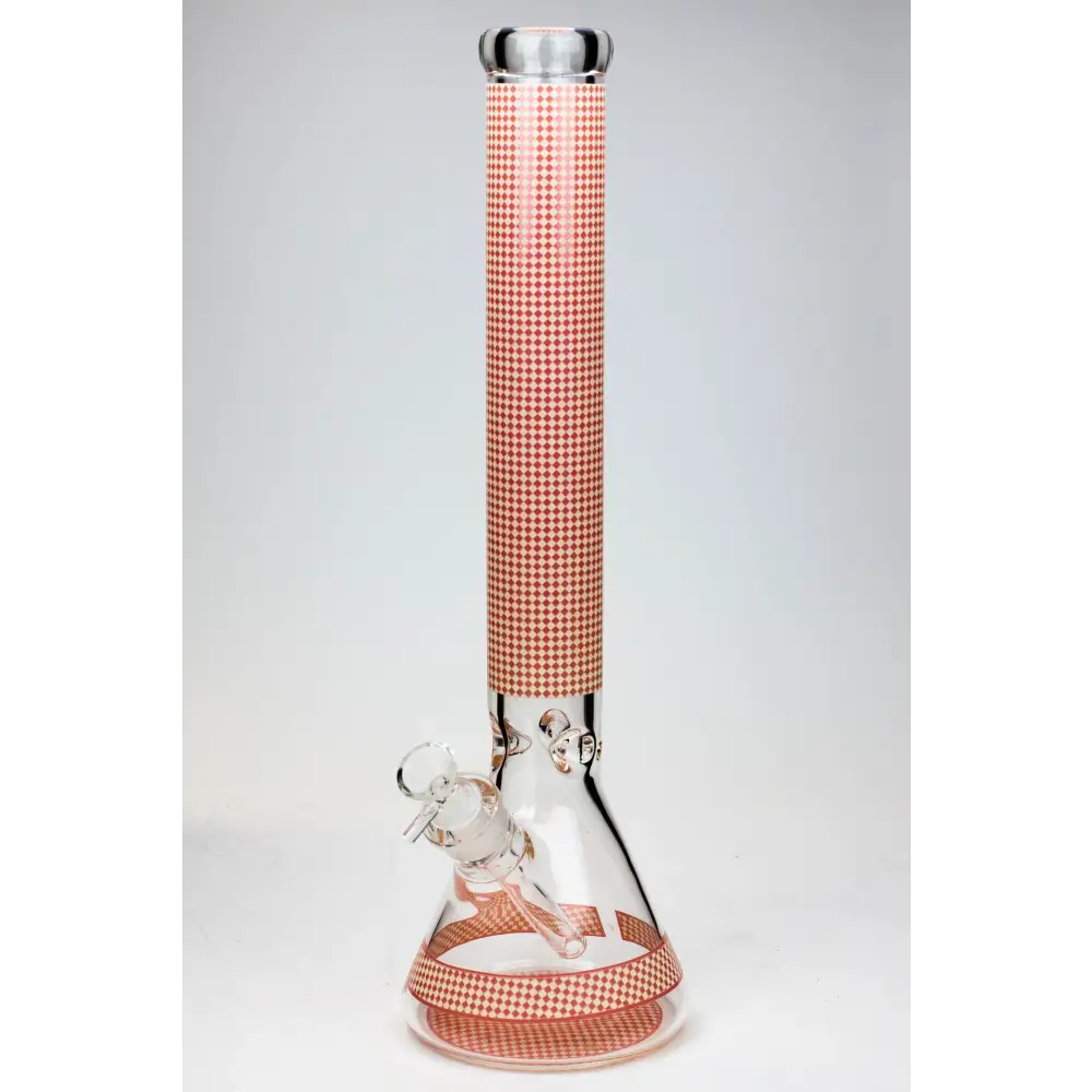 18" Diamond pattern Glow in the dark 7 mm glass beaker bong_8