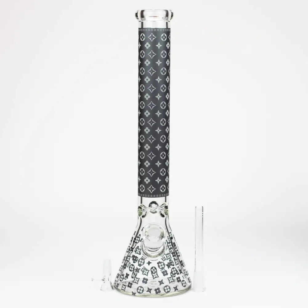 18" LV Glow in the dark 7 mm glass water bong_4