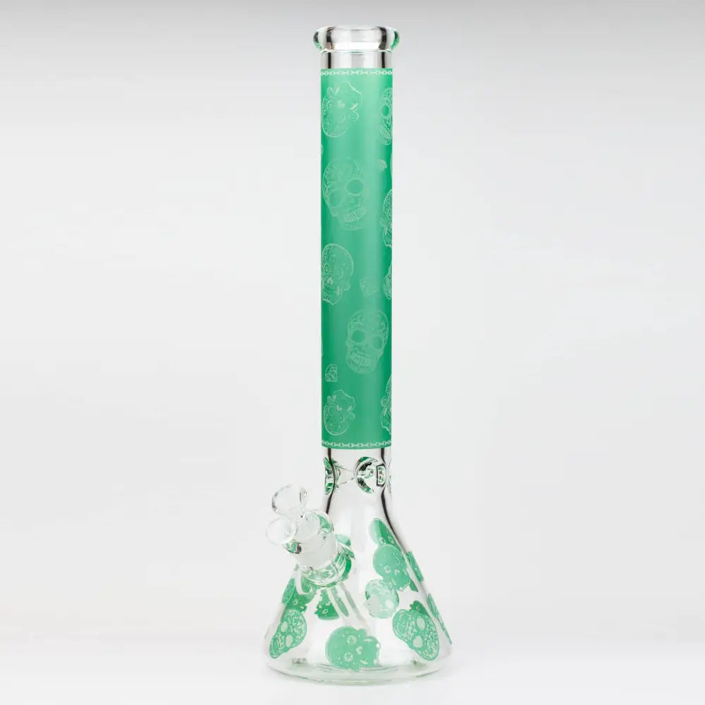 18" Skull Glow in the dark 7 mm glass water bong_8