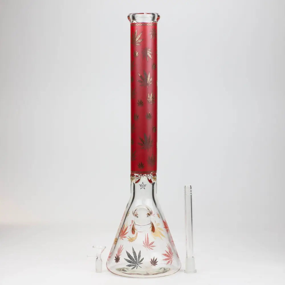 19.5" Gold leaf 9 mm glass water bong_5