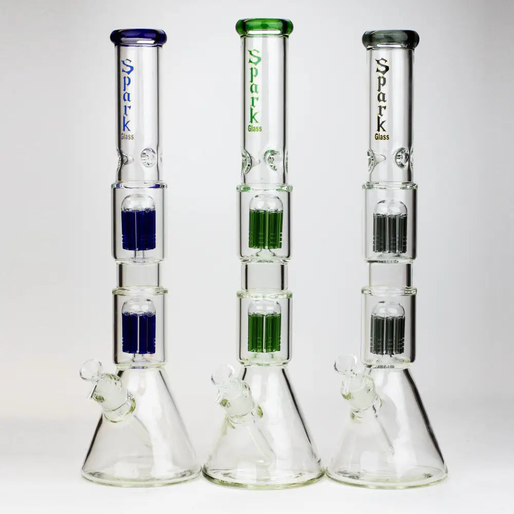 19" SPARK 7 mm double percolator glass water bong_0