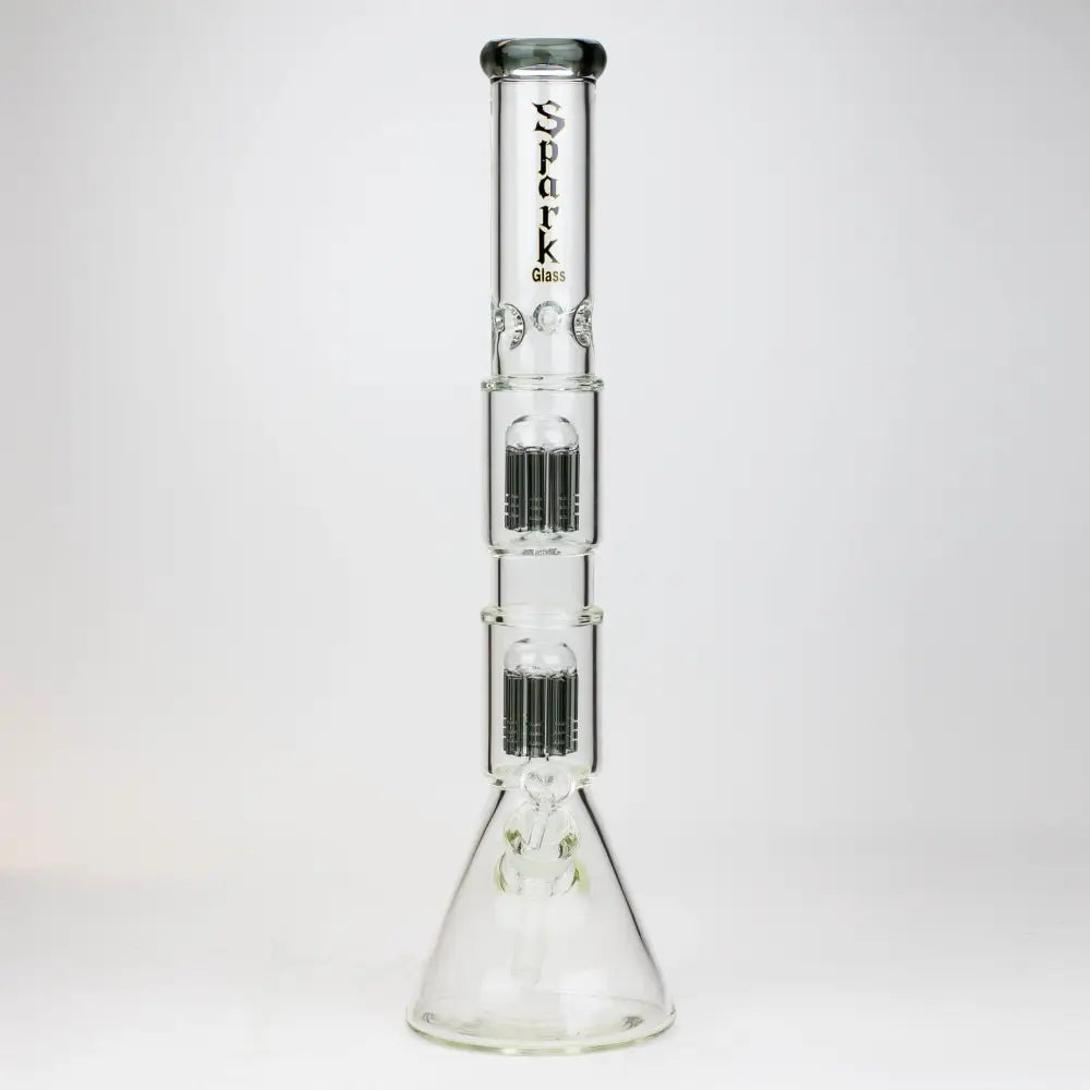 19" SPARK 7 mm double percolator glass water bong_9