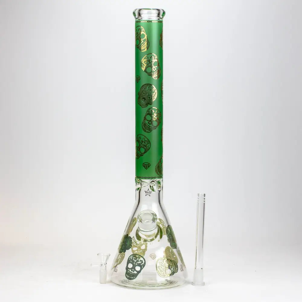 20" Skull Patterned 9 mm glass water bong_5