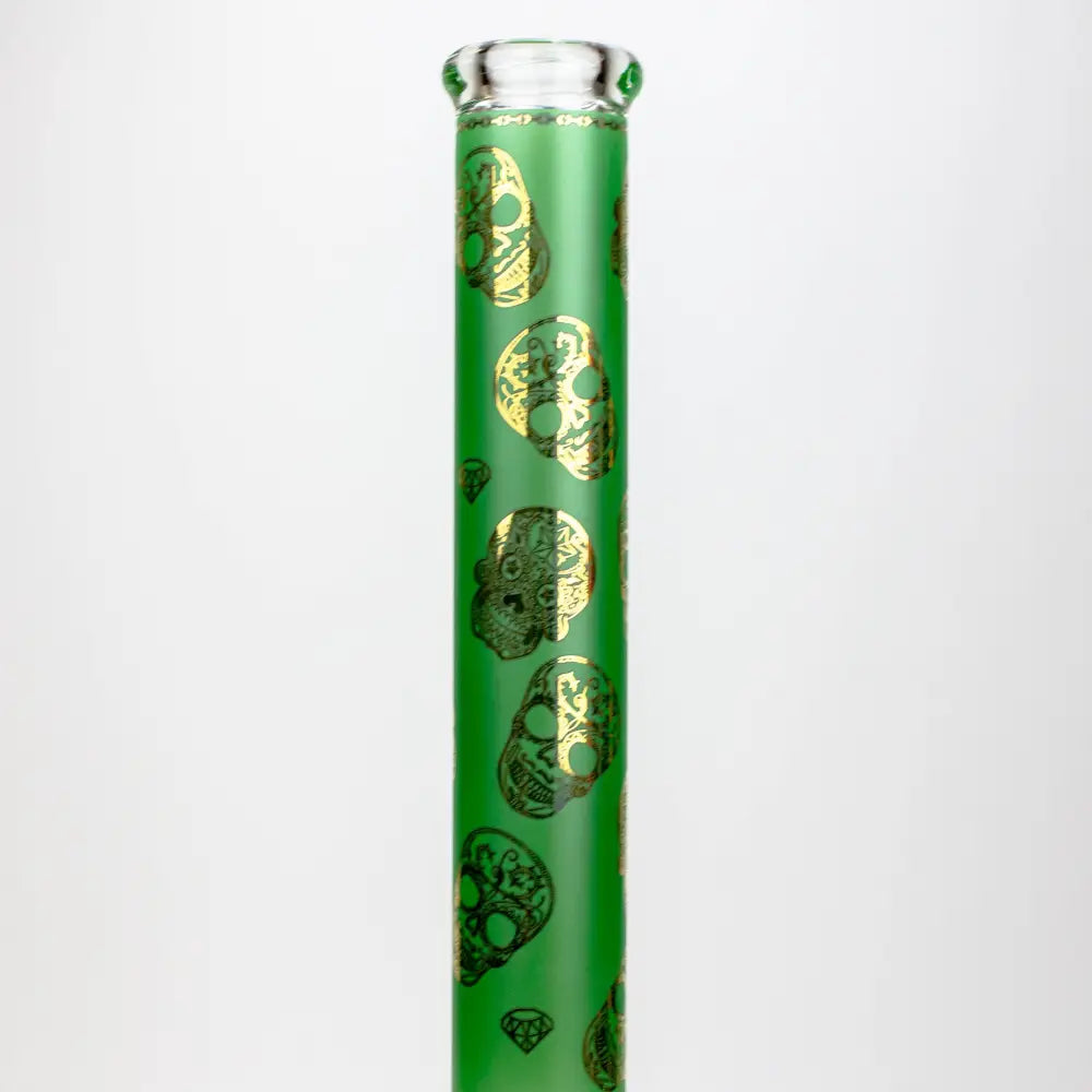 20" Skull Patterned 9 mm glass water bong_1