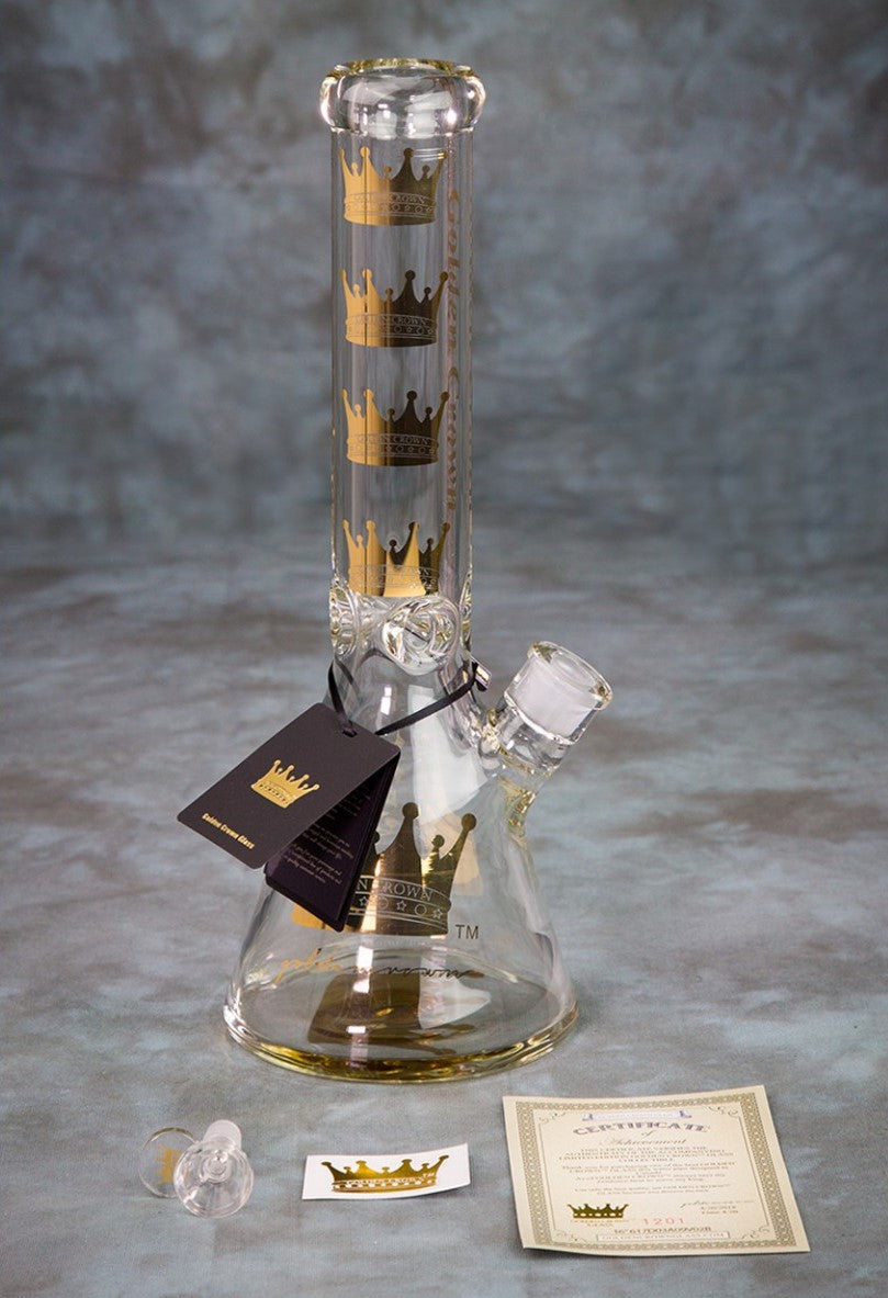Golden Crown™ | 14 Inch 9mm glass bong with Signature and 24K Gold Emblem_4