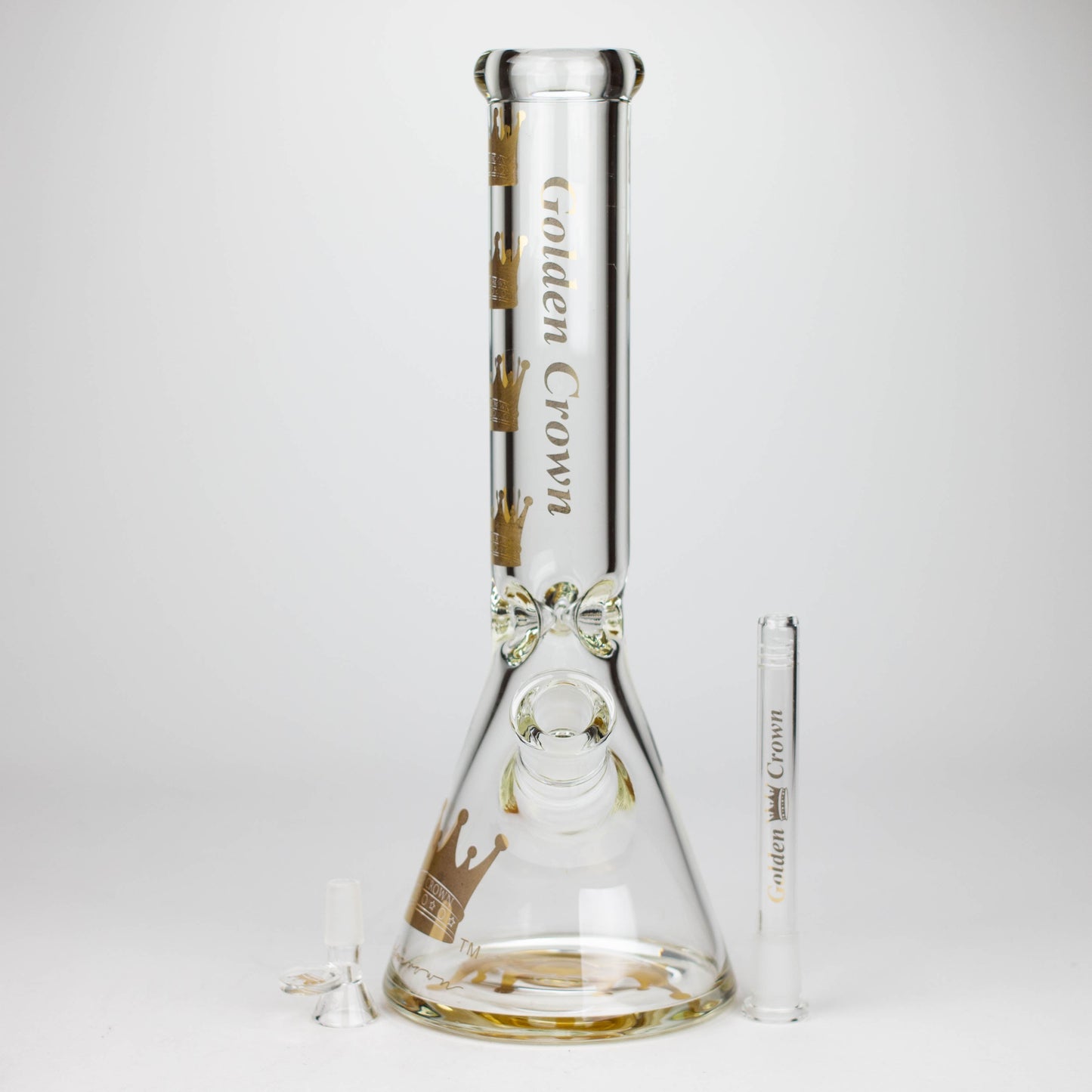 Golden Crown™ | 14 Inch 9mm glass bong with Signature and 24K Gold Emblem_2