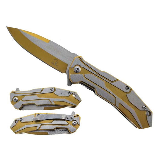 Falcon | 7.5" Gold & Silver Spring Assisted Knife_0