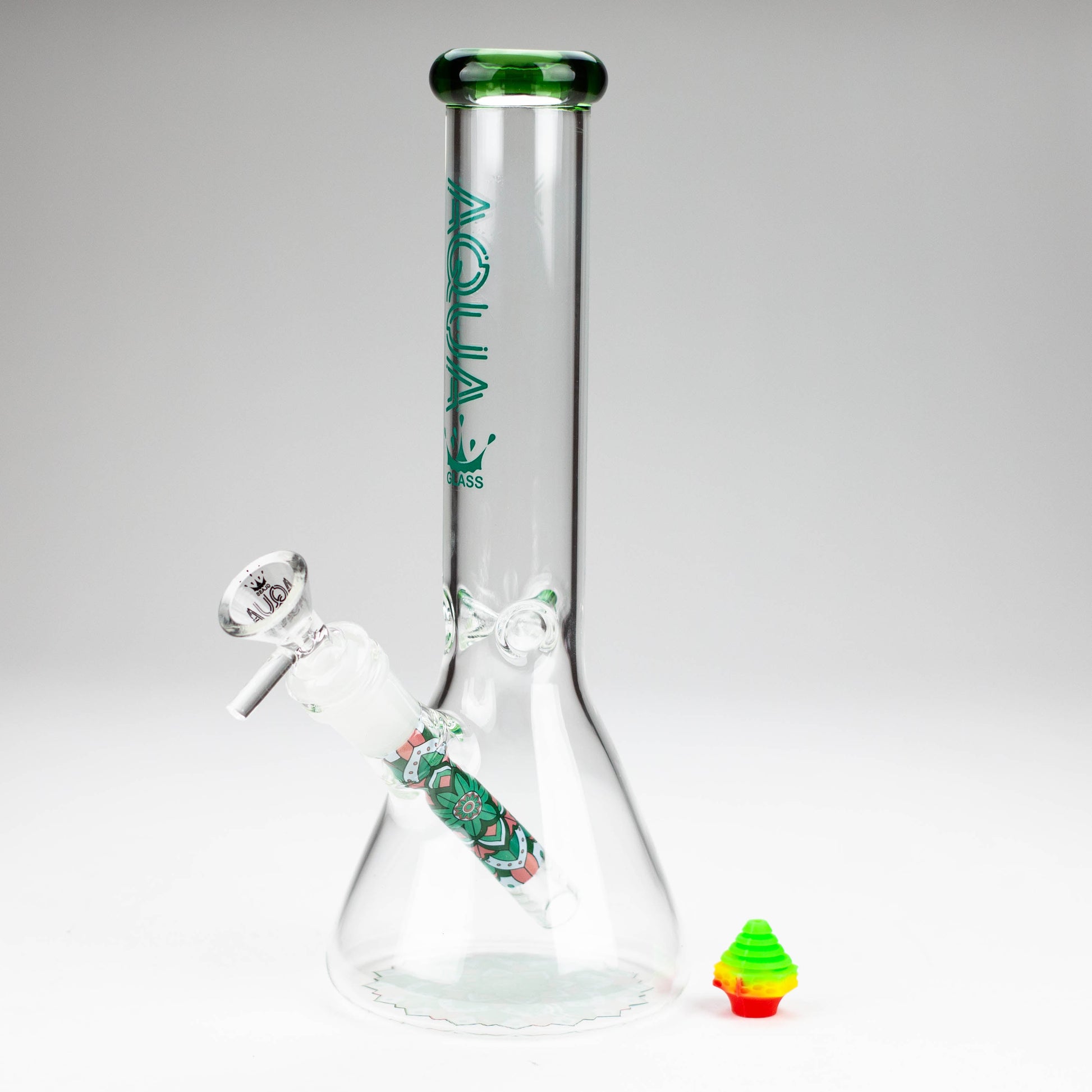 AQUA | 10" Beaker glass water bong with silicone cap [AQUA200]_11