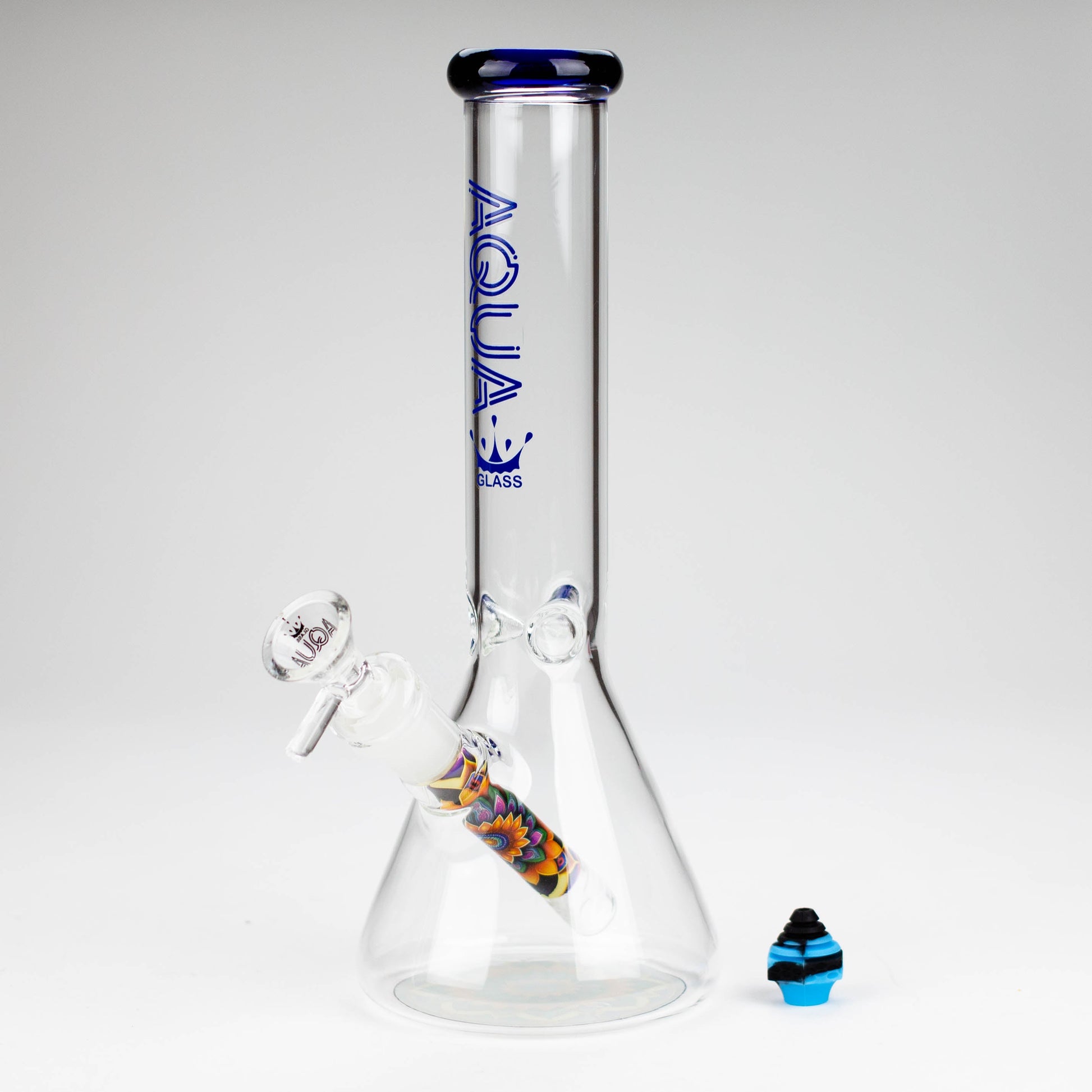 AQUA | 10" Beaker glass water bong with silicone cap [AQUA200]_15