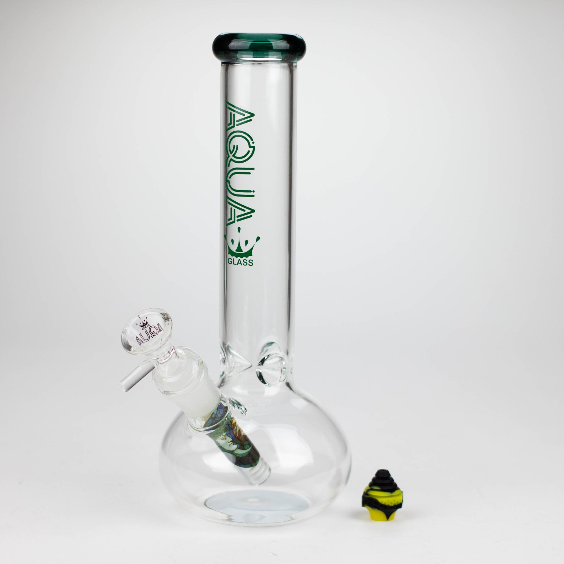 AQUA | 10" Round glass water bong with silicone cap [AQUA201]_17