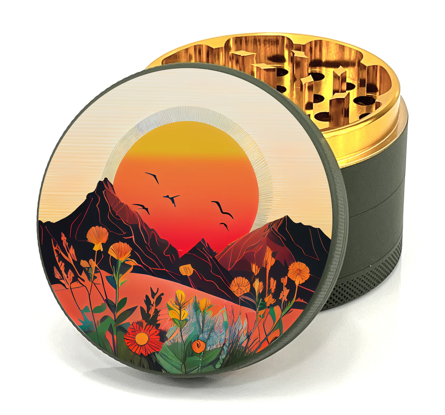 Green Star | 2.5" (63mm) Soft Touch Grinder - Spring Sunrise Design_0