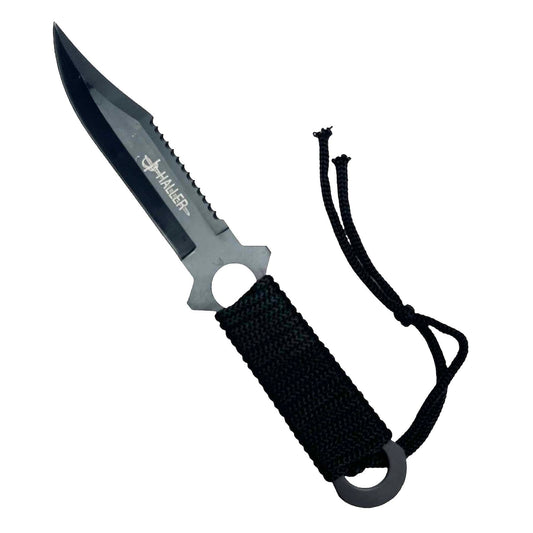 8-1/2" Full Tang Fixed Black Blade Hunting Knives With ABS Case_0
