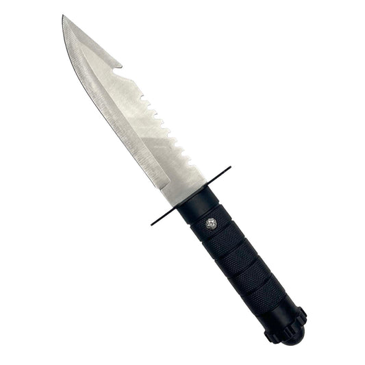 11" Tactical Fixed Blade Hunting Knife Leather Handle with Sheath_0