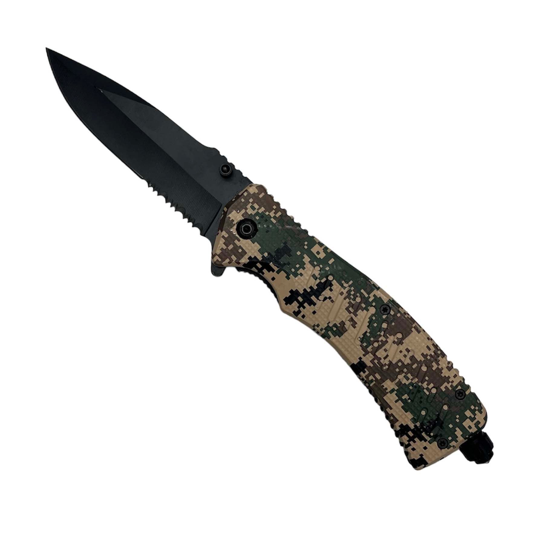 8.5" Spring Assisted Knife Camo ABS Handle_1