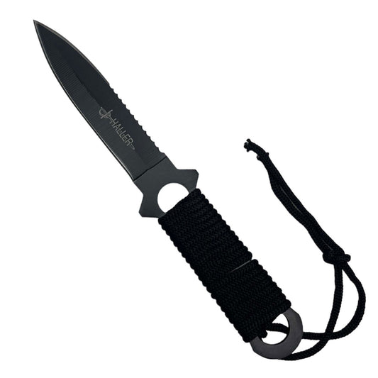 8-1/2" Full Tang Fixed Black Straight Blade Hunting Knives With ABS Case_0