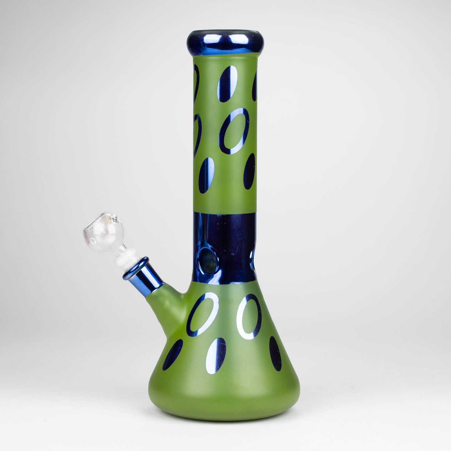 12" Green Base Blue Rings Glass Water Bong_1