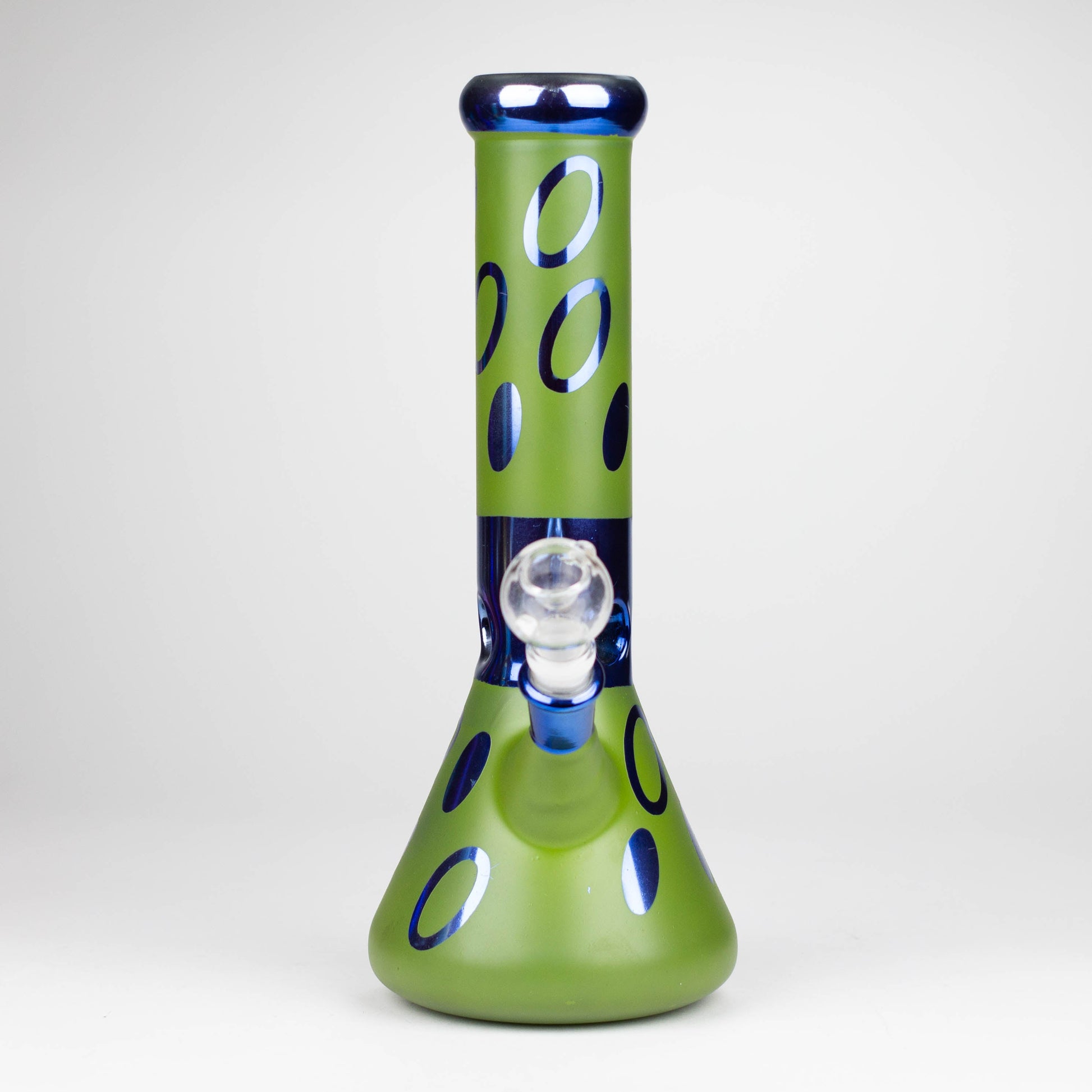 12" Green Base Blue Rings Glass Water Bong_2