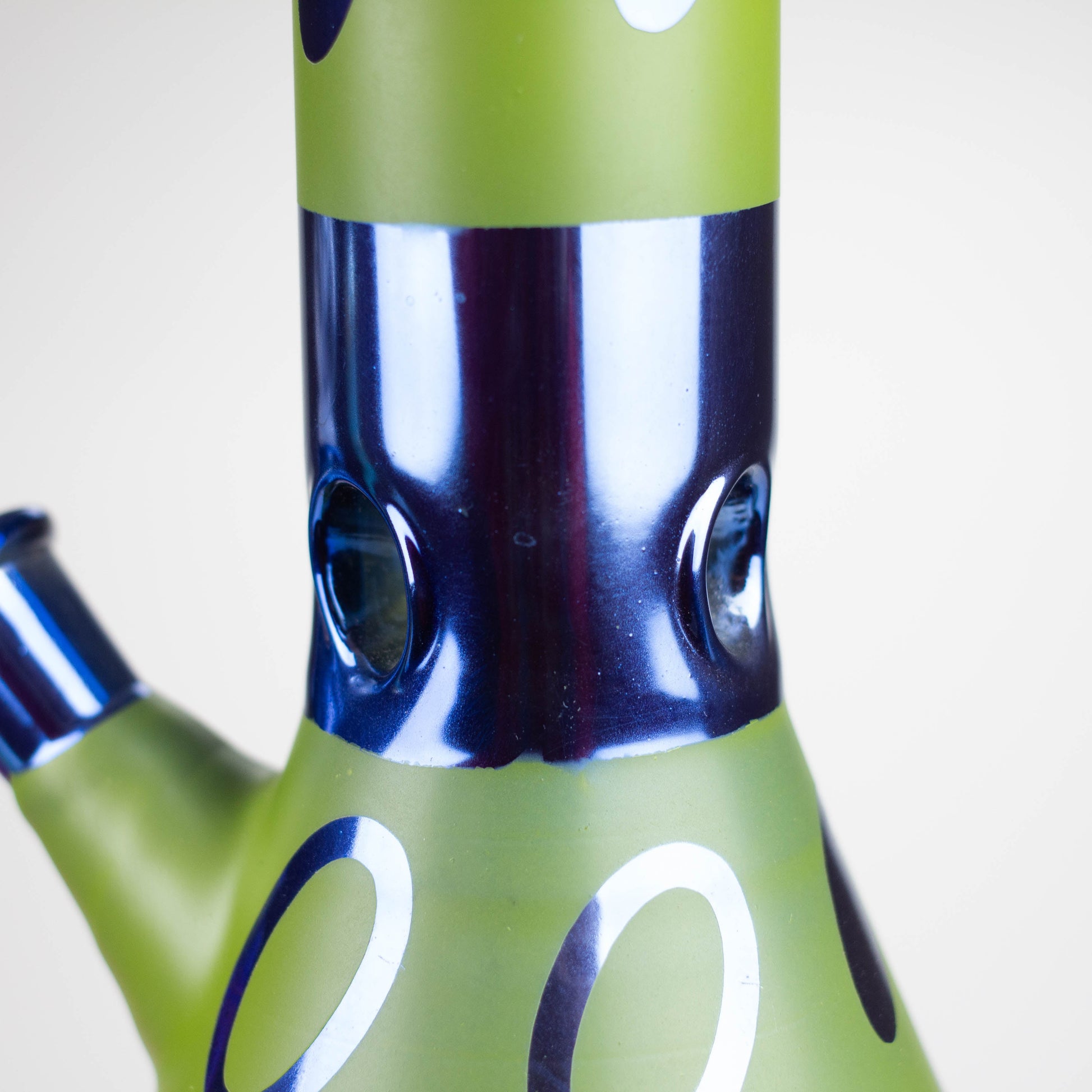 12" Green Base Blue Rings Glass Water Bong_3