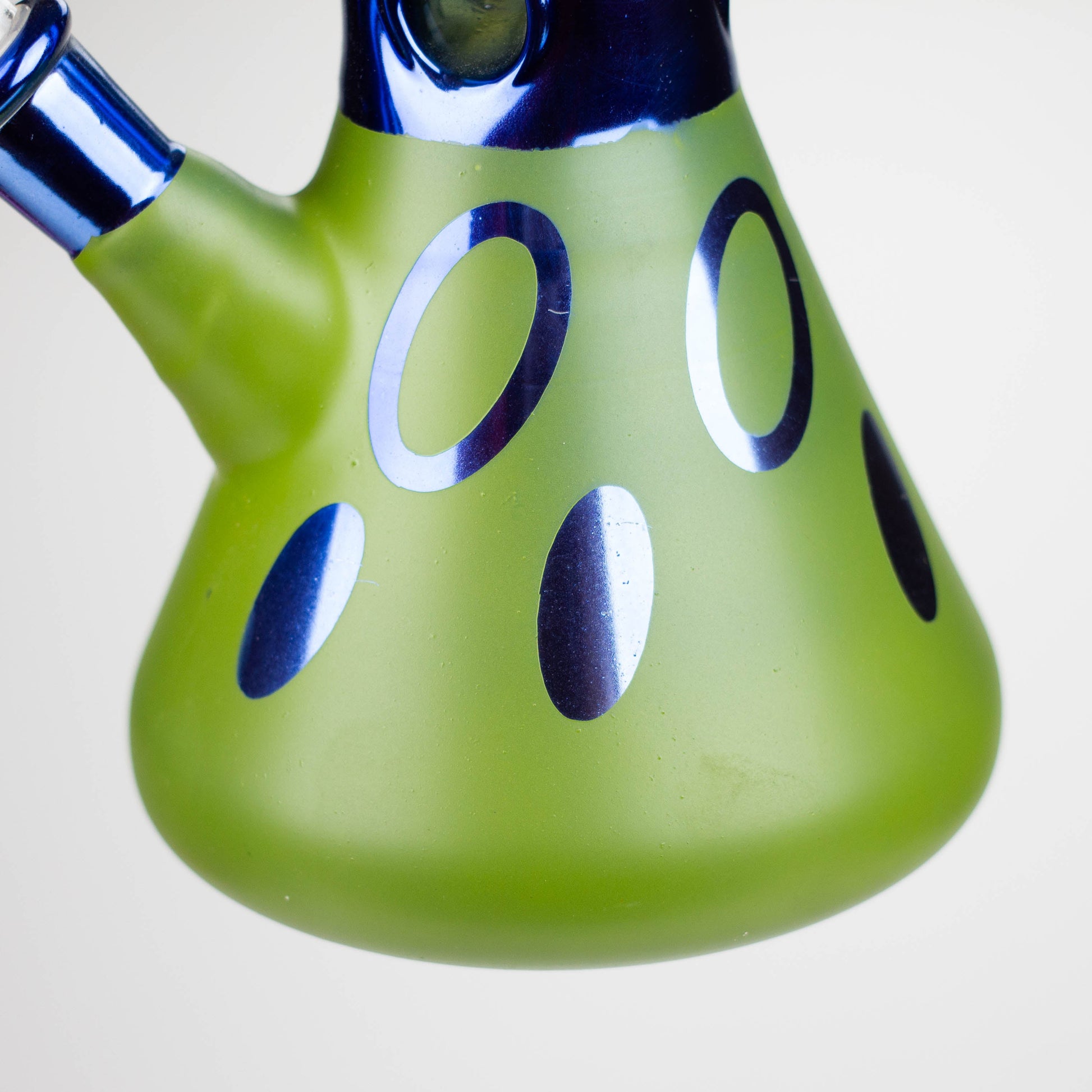 12" Green Base Blue Rings Glass Water Bong_5