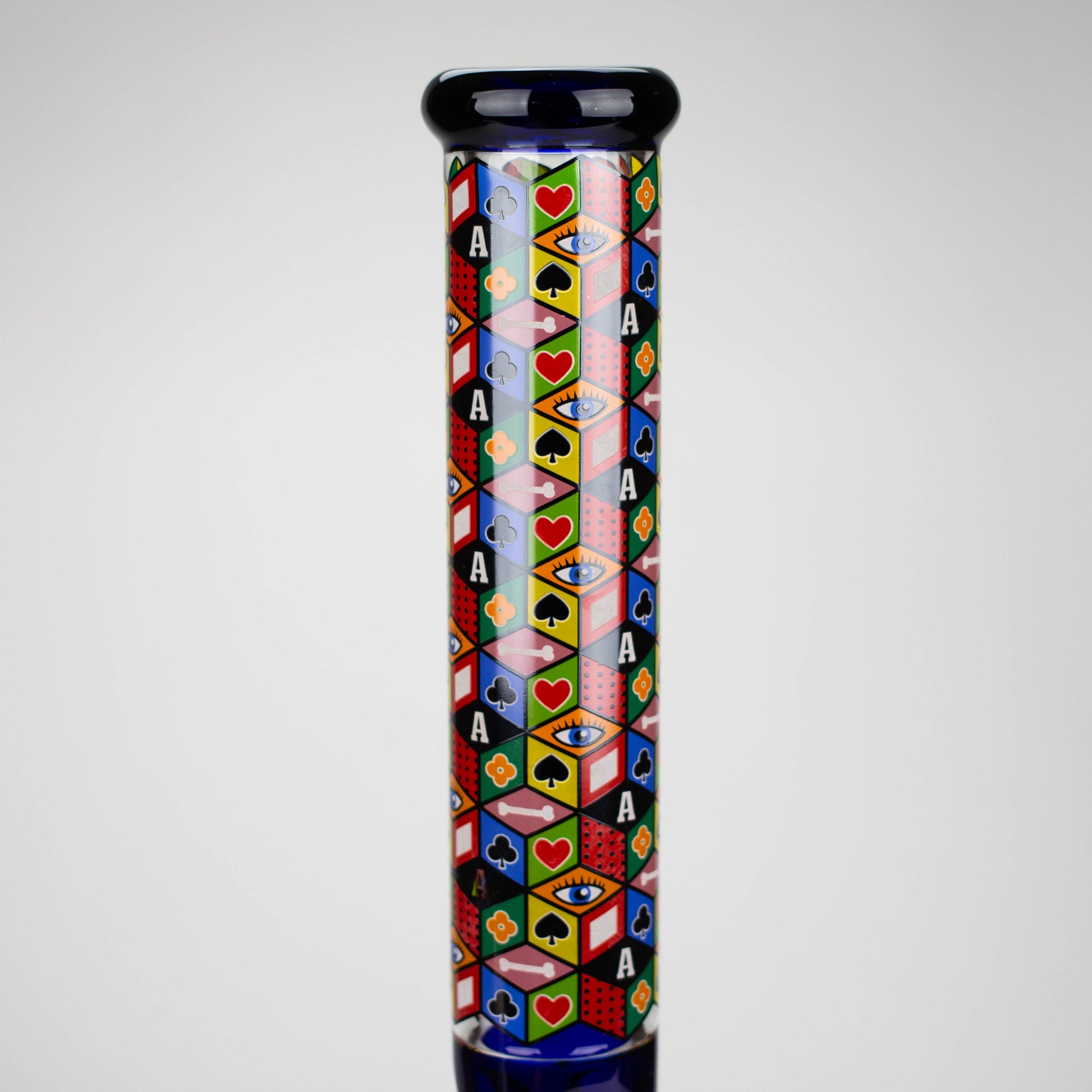 17" Color accented 7 mm glass water bong With Poker Design_8