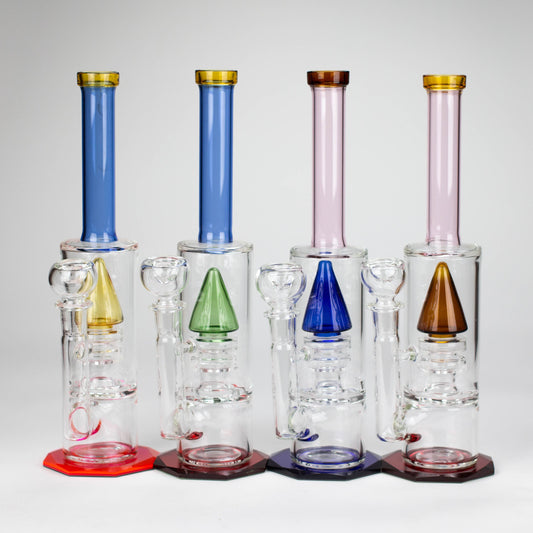 10" diamond cut stemless glass water pipe_0