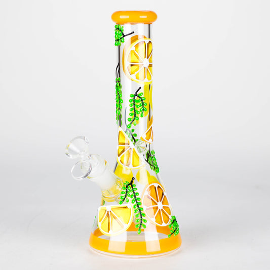 10" 3D Glass Bong With Orange Design_0