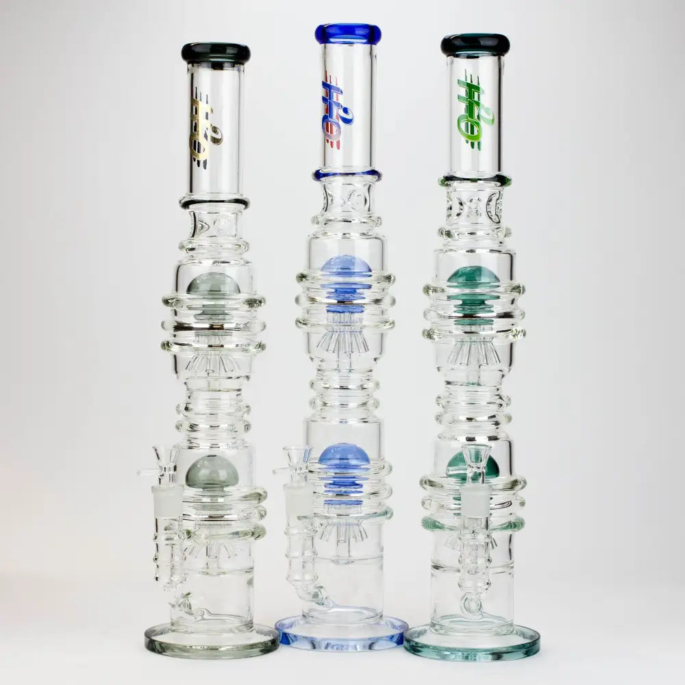 21" H2O  Dual percolator glass water bong [H2O-5004]_0