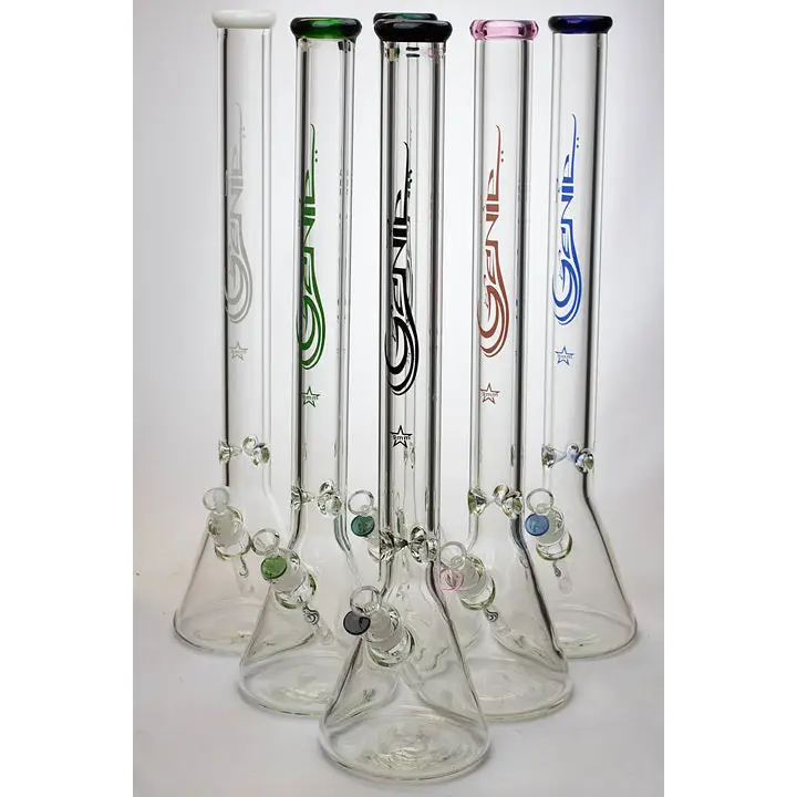 24" Genie 9 mm color accented beaker water bong_0