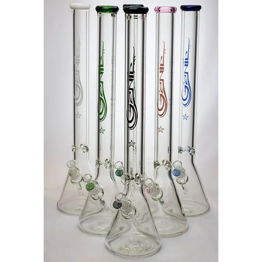 24" Genie 9 mm color accented beaker water bong_0