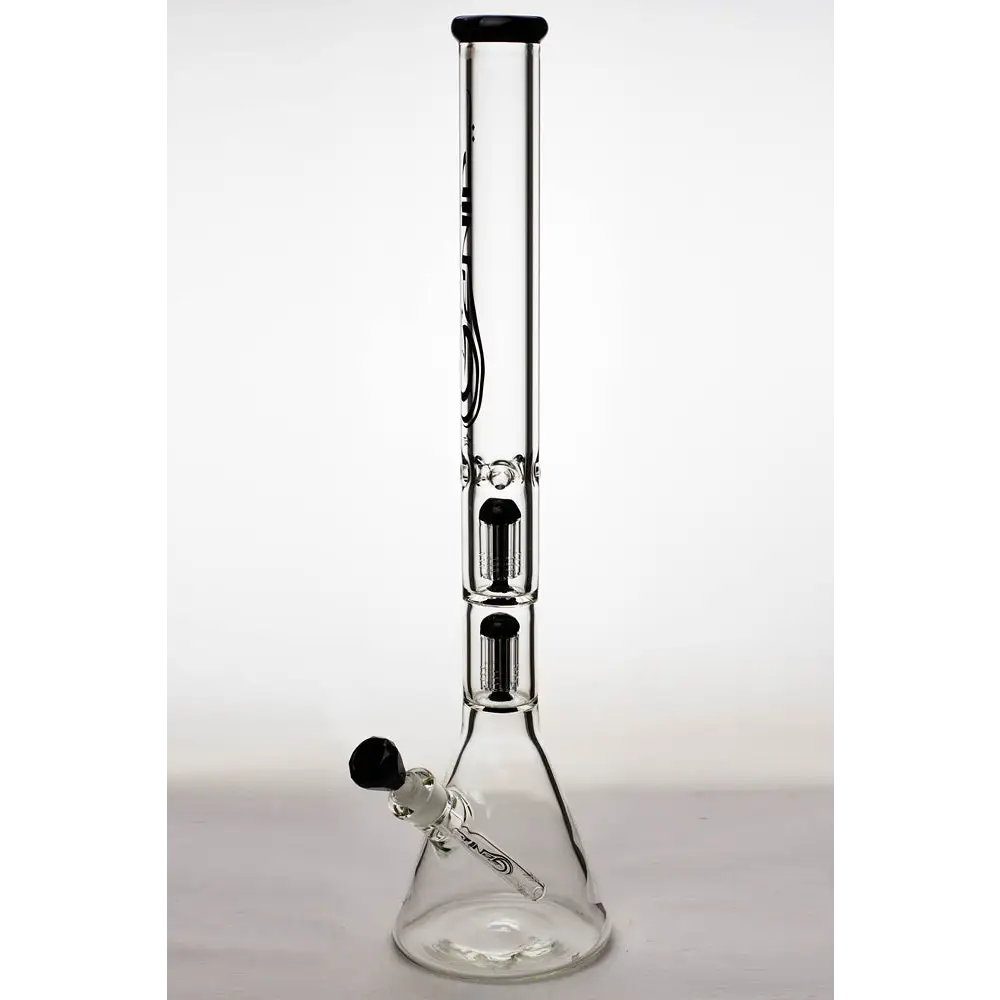 24" genie double 6 arms heavy glass water beaker bong_7