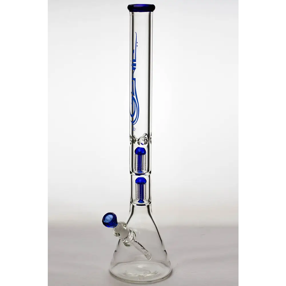 24" genie double 6 arms heavy glass water beaker bong_6