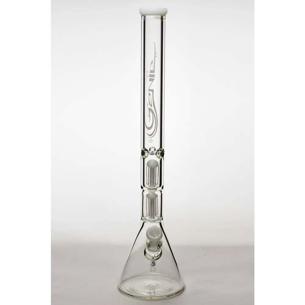 24" genie double 6 arms heavy glass water beaker bong_11