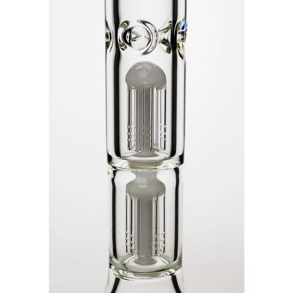 24" genie double 6 arms heavy glass water beaker bong_14