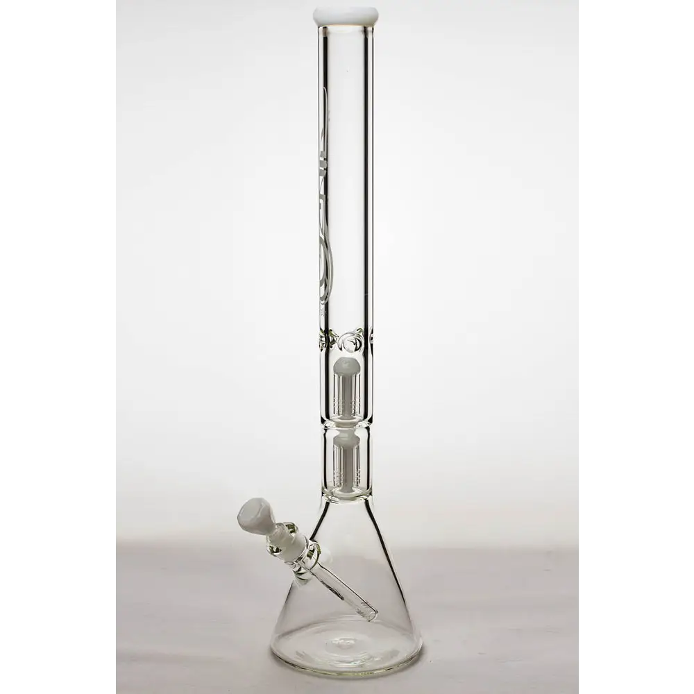 24" genie double 6 arms heavy glass water beaker bong_4