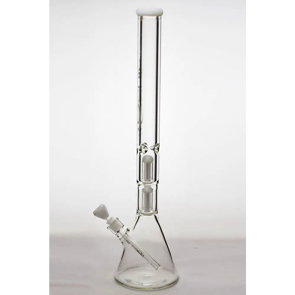 24" genie double 6 arms heavy glass water beaker bong_10