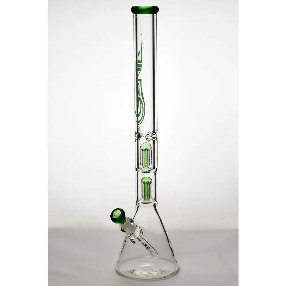 24" genie double 6 arms heavy glass water beaker bong_8