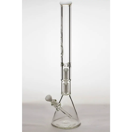 24" genie double 6 arms heavy glass water beaker bong_0