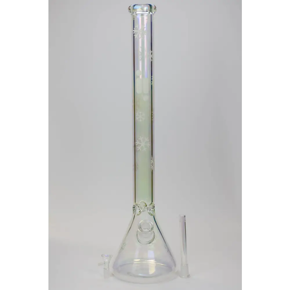 24" Infyniti Snowflake 7 mm metallic Glow in the dark glass water bong_3