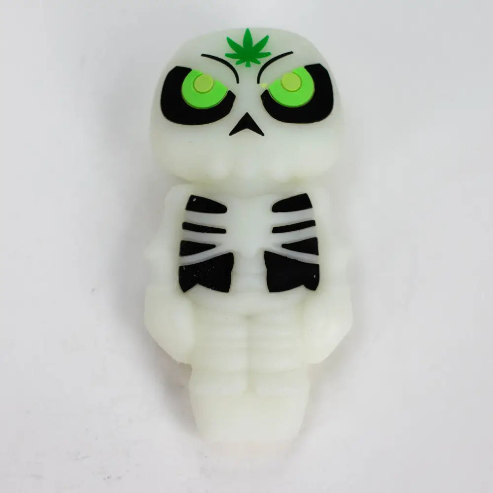 3.5" Skull Silicone hand Pipe with glow [H288G]_5