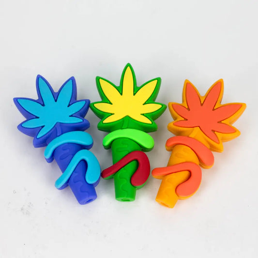 3" 710  marijuana leaf hand pipe-Assorted [H303]_0