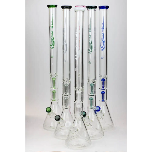 30" Genie 9 mm Dual tree arms beaker glass water bong_0