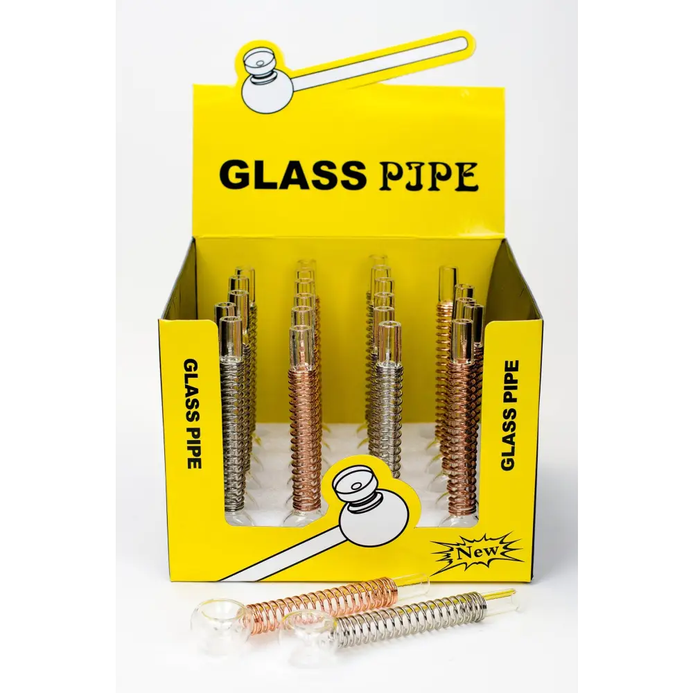 5.5" Glass tube pipe TP003 with Coil spring Box of 24_0