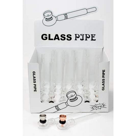 5.5" Glass tube pipe TP005 with metal screen Box of 24_0