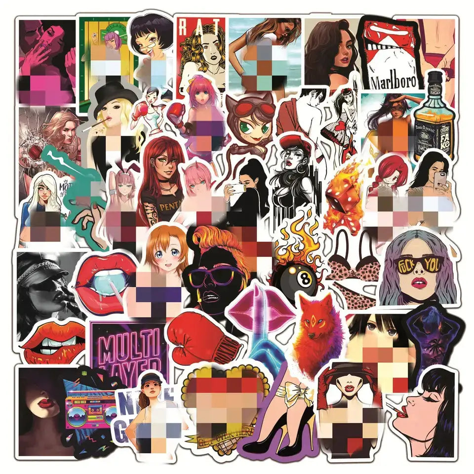 50pcs Assorted Pin Up Girls Design Stickers_0