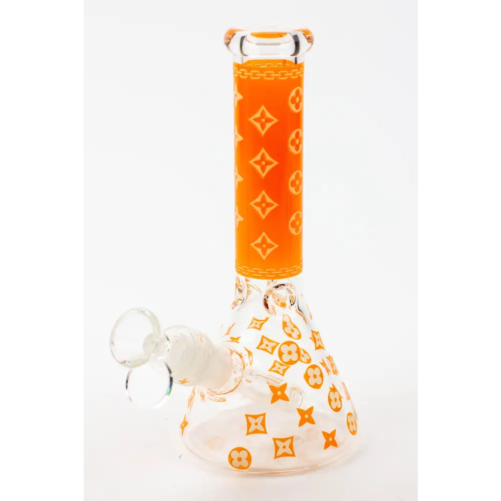 7.5" Luxury Pattern glow in the dark beaker glass water bong_6