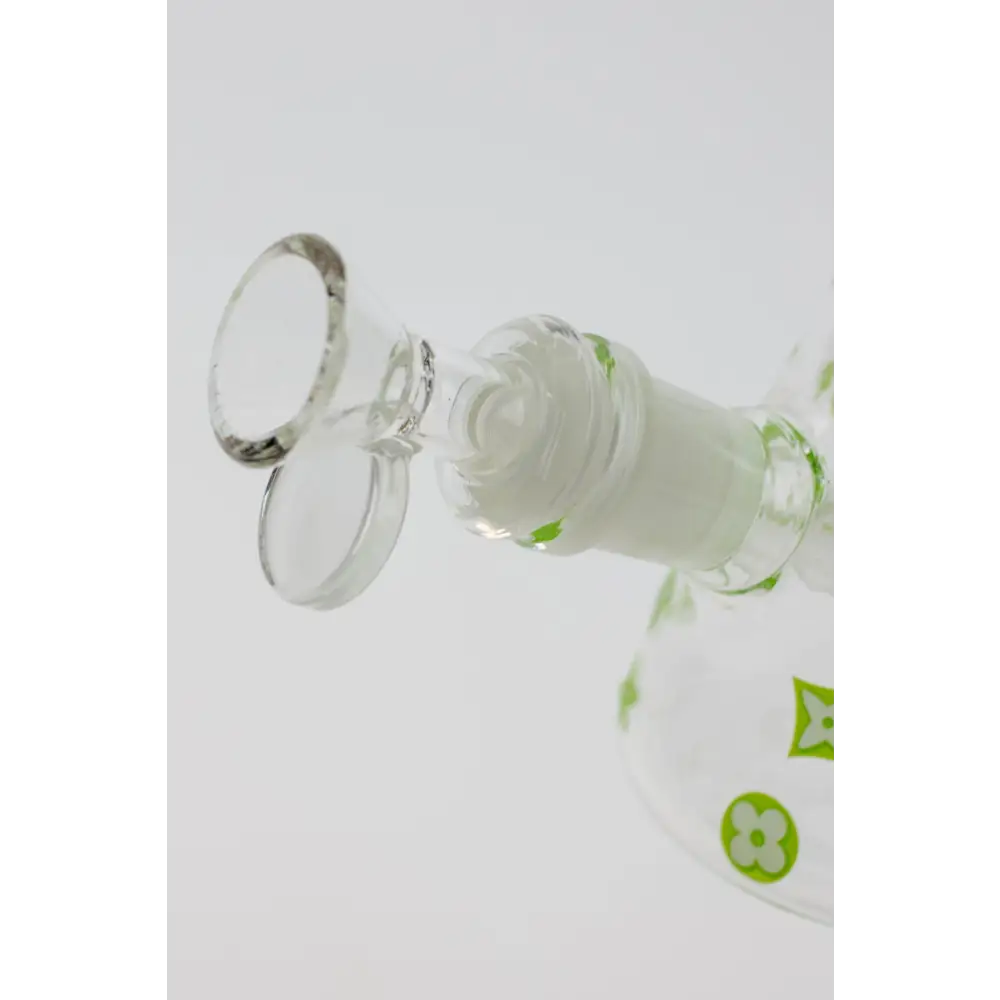 7.5" Luxury Pattern glow in the dark beaker glass water bong_10