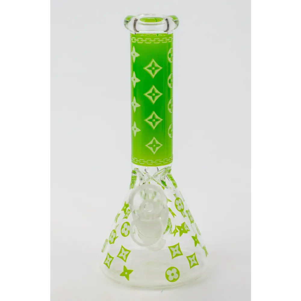 7.5" Luxury Pattern glow in the dark beaker glass water bong_8