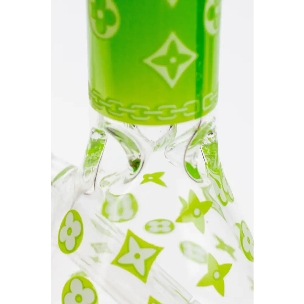 7.5" Luxury Pattern glow in the dark beaker glass water bong_9