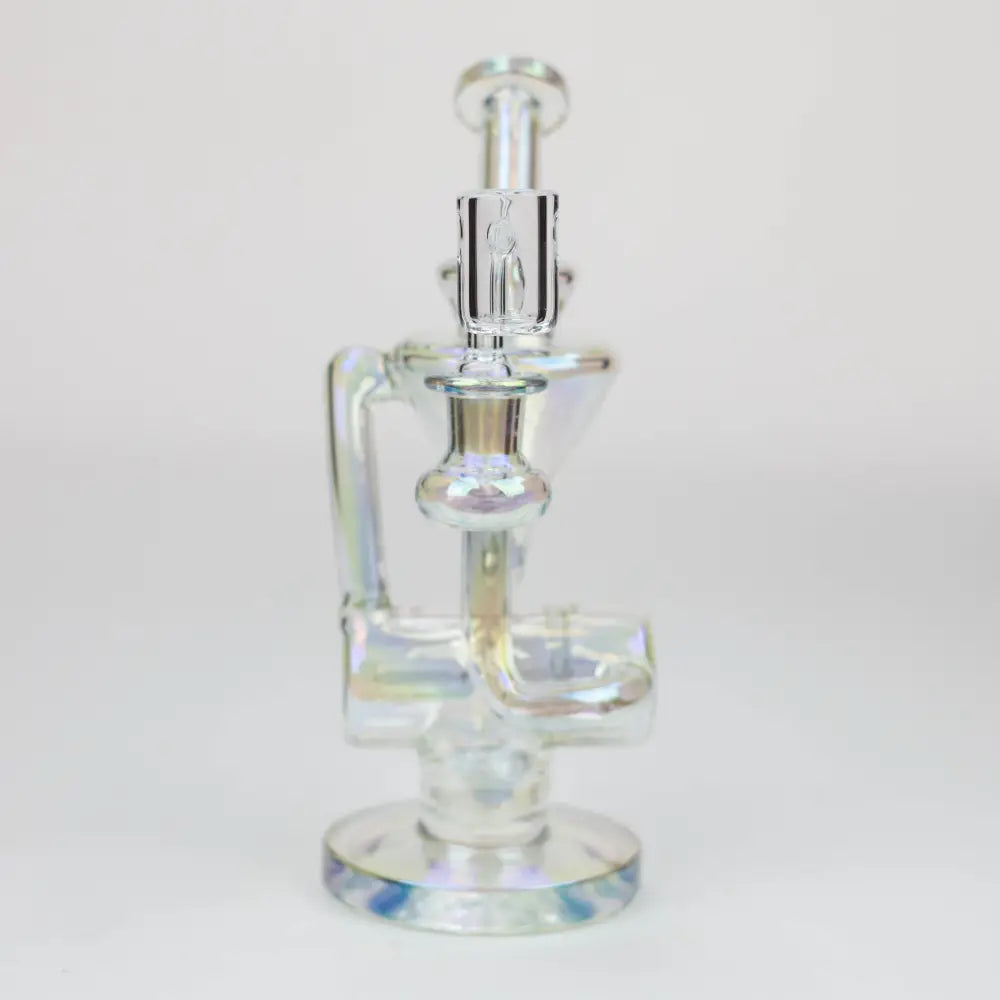 
Quality Borosilicate Glass
8" Height
Base : 4 1/4"
2 Returning tube

Quartz Banger &amp; Bowls for a 14 mm female Joint
Inline diffuser
Stemless

Bent neck
8" 2-in-1 electroplated glass recycler rigBongsempire420